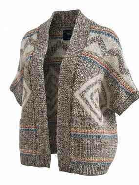 American Eagle Aztec Southwestern Chunky‎ Knit Open Front Cardigan Sweater
